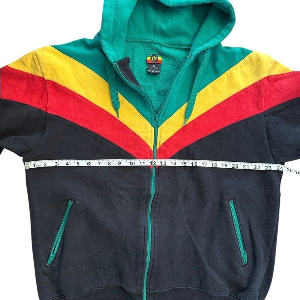 ❤️💛💚 Bob Marley-Inspired Rasta Colorblock Zip Hoodie – XXL - Picture 7 of 8